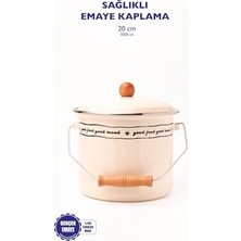 Defne Store Mood Ahşap Detaylı Emaye Yoğurt/bakliyat Bakracı(20 Cm-3 L-Tüm Ocaklarla Uyumlu)