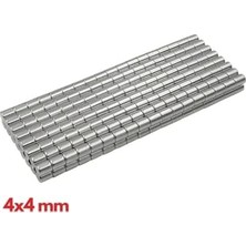 Defne Store N35 4x4 mm Neodyum Mıknatıs 50 Adet, Nikel Kaplamalı Kaliteli ve Dayanıklı Ürün, Yuvarlak