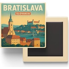 Defne Store Bratislava Slovakya; Eski Şehir, Baskılı Buzdolap Magneti Kare 9x9 cm