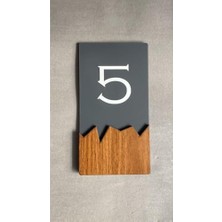 Defne Store 5 Dikey Wooden Serisi Kendinden Yapışkanlı Kapı Numarası