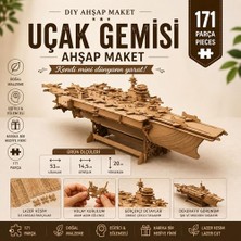 Defne Store Algwooddesign Uçak Gemisi Ahşap Maket Seti 171 Parça, Dıy 3D Puzzle Lazer Kesim Deniz Kuvvetleri Koleksiyoner Modeli