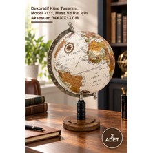 Yenilig 2 Adet Dekoratif Dünya Küre – Dekoratif Küre Tasarımı, Model 3111, Masa ve Raf Için Aksesuar, 34X20X13 cm