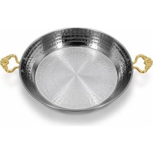 Defne Store 18 cm Çekiç Dövme Pirinç Saplı Paslanmaz Çelik Yumurta Sahanı- Sunum ve Servis Tavası