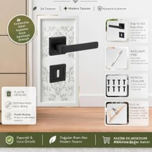 Defne Store Kazien Lama Model Kare Rozetli Kapı Kolu ve Tüm Bağlantı Ekipmanı Dahildir (Siyah Mat; Oda-Salon-Ofis) (Siyah, Oda-Salon-Ofis)