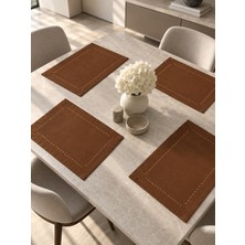 Maison Nakshatra %100 Keten Gold Nakış Detaylı Modern ve Şık Amerikan Servis - 4 Parça - 35 x 45