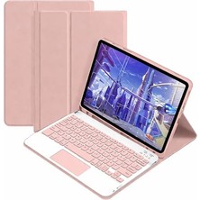 Defne Store Xiaomi Redmi Pad 2 Pro 12.1 Inch Tablet Için Bluetooth Touchpad Klavye + Standlı Kılıf - Bkk5 (Kırmızı)