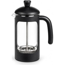Defne Store Borosilikat Cam French Press 350 Ml, Siyah Çerçeveli Kavisli Saplı Pistonlu Demlik, Kahve ve Bitki Çayı Demleme Aparatı, Şeffaf Hazneli Manuel Kahve Demleyici, 1 Adet