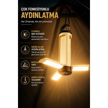 Coverzone Çok Fonksiyonlu Ent Type-C Şarjlı Kamp Lambası 3 Işık Kaynaklı LY23