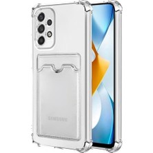 Defne Store Samsung A34 Uyumlu SZR03 Şeffaf Silikon Cüzdan Kılıf; Arka Cepli ve Kartlıklı