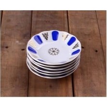 Defne Store Mavi Porselen Kahveci Çay Tabağı, 6 Adet 7377377377377
