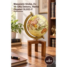 Yenilig 5 Adet Ahşap Ayaklı Dekoratif Dünya Küresi – Masaüstü Globe, Ev ve Ofis Dekoru, Harita Objeleri SL933-Y
