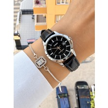 Casio Kordonu Deri Takvimli Kadın Kol Saati