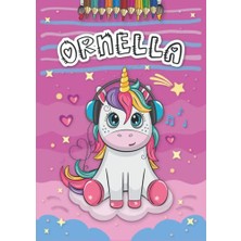 Defne Store A4 21 x 29.7 cm 4 8 25 Anniversaire Fille Ans Motifs Avec Le Pr Nom Grand Format Ornella Livre De Coloriage Personnalis Pour Licorne Cadeau D