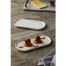 Ms Pera 22 cm 2’li Oval Sunum Tabağı | Premium Porselen | Toksinsiz & Doğal