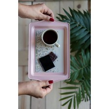 Ms EE170-1G Botanica Pink Desenli Dikdörtgen Tepsi 16X25 cm (Botanica Pink)