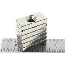 Defne Store Dünya Magnet 5 Adet, 20X10X4X5 Mm, Neodyum Mıknatıs, Köşeli, Havşa Delikli, Güçlü Magnet, N35 Kalite