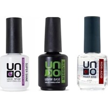 Defne Store Şeffaf Kalıcı Oje Seti: Rubber Base Gel 15 Ml, Supershine Top Coat 15 ml ve Uno Non-Acid Primer Bond 15 ml