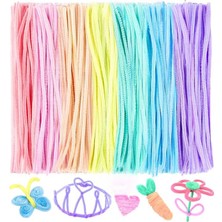 Defne Store Şönil Pastel Renkler 30 cm 100'LÜ 1 Set Pastel Renkli Tüylü Tel Peluş Tel 30 cm Elişi Okul Projeleri Süsleme