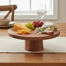 Ms Doğal Akasya Ahşap Ayaklı Sunum Tahtası ve Kesme Panosu - 24.5x9.5x1.5 cm Dekoratif Kahve, Peynir ve Sushi Servis Tepsisi
