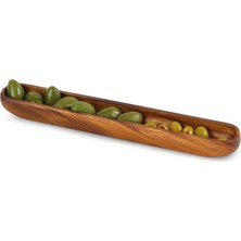 Ms Akasya Ağacından Ahşap Zeytin Tabağı, Zeytinlik,ahşap Zeytin Tepsisi El Yapımı Akasya Ahşap Uzun Kano Tekne Tarzı Çanak - Yemek Servis Tabağı Masa Orta Parça (35CM*5CM)