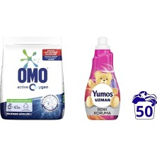 Ms Active Oxygen Toz Çamaşır Deterjanı Beyazlar Için, 4.5 Kg(1) Yumoş Uzman Konsantre Çamaşır Yumuşatıcısı Renk Koruma Kalıcı Koku 50 Yıkama (1 x 1200 Ml)(2)