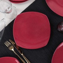 Ms Carmen Kırmızı Köşem Pasta Tabağı 22 cm 6 Adet