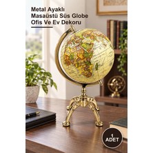 Yenilig 1 Adet Dekoratif Dünya Küresi – Metal Ayaklı Masaüstü Süs Globe Ofis ve Ev Dekoru