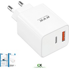 KVK Teknik Servis 25W Usb-C ve Usb-A Çift Portlu Hızlı Şarj Adaptörü