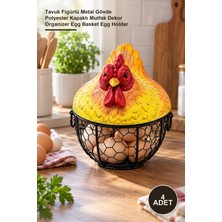 Yenilig 4 Adet Yumurta Sepeti – Tavuk Figürlü Metal Gövde Polyester Kapaklı Mutfak Dekor Organizer Egg Basket Egg Holder