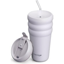 Defne Store Termos, 3 Bubble Two-Cap Straw Tumbler Çelik 600 Mililitre Lilac Hint ST-245