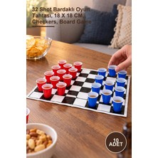 Yenilig 10 Adet Dama Oyunu Seti – 32 Shot Bardaklı Oyun Tahtası, 18 x 18 Cm, Checkers, Board Game