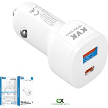 KVK Teknik Servis Araç Şarj Adaptörü 40W Usb-C Pd ve Usb-A Çift Portlu