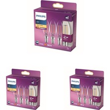 Ms LED Classic 40W B35 LED Mum Filament Ampul, 2700K Sarı Işık, E14 Ince Duy, Dim Edilmez, 3'lü Ekopaket 3lü Paket