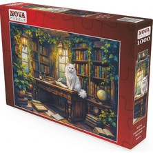 Ms 1000 Parçalı Çalışma Masası ve Beyaz Kedi Yetişkin Puzzle - 41214