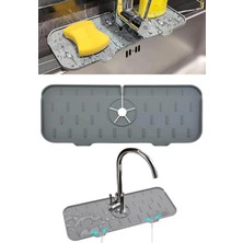 Ms Musluk Emici Mat, Silikon Katlanabilir Musluk Sıçrama Koruması Lavabo Damlama Matı Su Tutucu Lavabo Matı Kurutma Matı Mutfak ve Banyo Için Lavabo Aksesuarları (Gri)