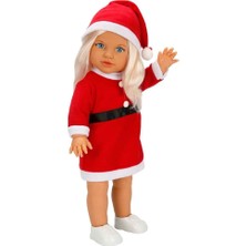 Ms Dollz N More Tina Yılbaşı Bebeği, 45 cm Büyük Boy, Değiştirilebilir Kostüm ve Kurdeleli Yedek Elbiseli, Ponpon Şapkalı Kız Çocuk Evcilik Oyuncak Bebek Seti