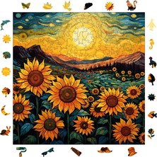 Ms Ahşap Puzzle Yetişkin - Günebakan Tarlasında Akşamüstü - 353 Parça, 29 x 29 cm - Yapıştırıcı Folyo Dahil - Benzersiz Şekilli Parçalar & Özel Figürler - S1-30