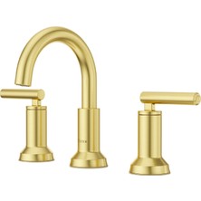 Ms Capistrano Banyo Lavabo Bataryası, 8 Inç Yaygın, 2 Kulplu, 3 Delikli, Fırçalanmış Altın Kaplama, LF049CSOBG