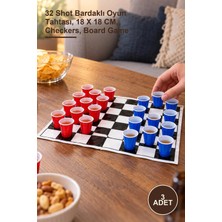 Yenilig 3 Adet Dama Oyunu Seti – 32 Shot Bardaklı Oyun Tahtası, 18 x 18 Cm, Checkers, Board Game