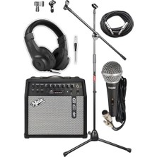 Defne Store Mga-50-Pak Elektro Gitar Amfisi 50 W USB Bluetooth Şarjlı 4 Girişli