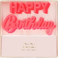Defne Store Happy Birthday Pembe Akrilik Pasta Süsü