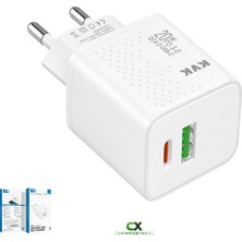 KVK Teknik Servis 20W Usb-C ve Usb-A Çift Portlu Hızlı Şarj Adaptörü