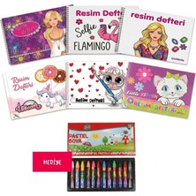 Ms Çınar Defter 6 Adet Küçük Boy 20 Yaprak Perforajlı Resim Defteri Kızlar Için Özel Karışık Figürlü Kapaklı Pastel Boya Hediyeli