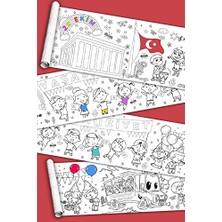 Defne Store Genişlik Türk Bayrağı ve Atatürk Temalı Çocuklar Için 45 cm 5 Sinaticaret Cumhuriyet Bayramı Boyama Kağıdı Rulosu Metre Uzunluk