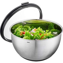 Defne Store Paslanmaz Çelik Kase Muovo - 4,5 L Karıştırma Kabı, Kapaklı ve Silikon Tabanlı