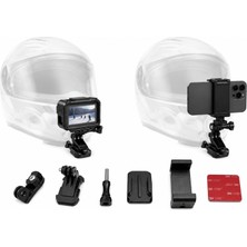 Ms Motosiklet Kaskı Telefon Tutucu ve Aksiyon Kamera Aparatı, Vidalı Tutucu, 360 Derece Ayarlanabilir Mafsal, 3m Vhb Montajlı Set,ınsta 360 Djı Gopro ile Uyumlu, Ksk1