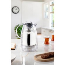 Defne Store Saat, 1.5 L Isı Yalıtımlı Çay ve Soğuk Su Termosu Şeffaf (12 Sıcak Tutar& Içi Camdır)