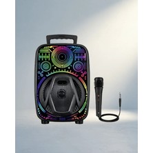 Taşınabilir Karaoke Hoparlör 8 Inç Mikrofonlu Rgb Işıklı