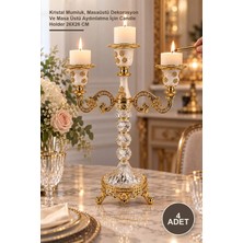 Yenilig 4 Adet Kristal Şamdan – Kristal Mumluk, Masaüstü Dekorasyon ve Masa Üstü Aydınlatma Için Candle Holder 26X26 cm