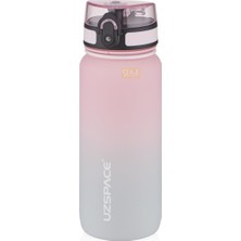 Ms Uzspace 650ML Çift Renkli Sızdırmaz Bpa Içermez Kilitlenebilir Kapaklı Motivasyonel Tritan Su Matarası (Pembe-Gri)